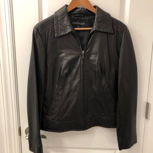 SALE!! EUC Dark brown leather Moto style jacket